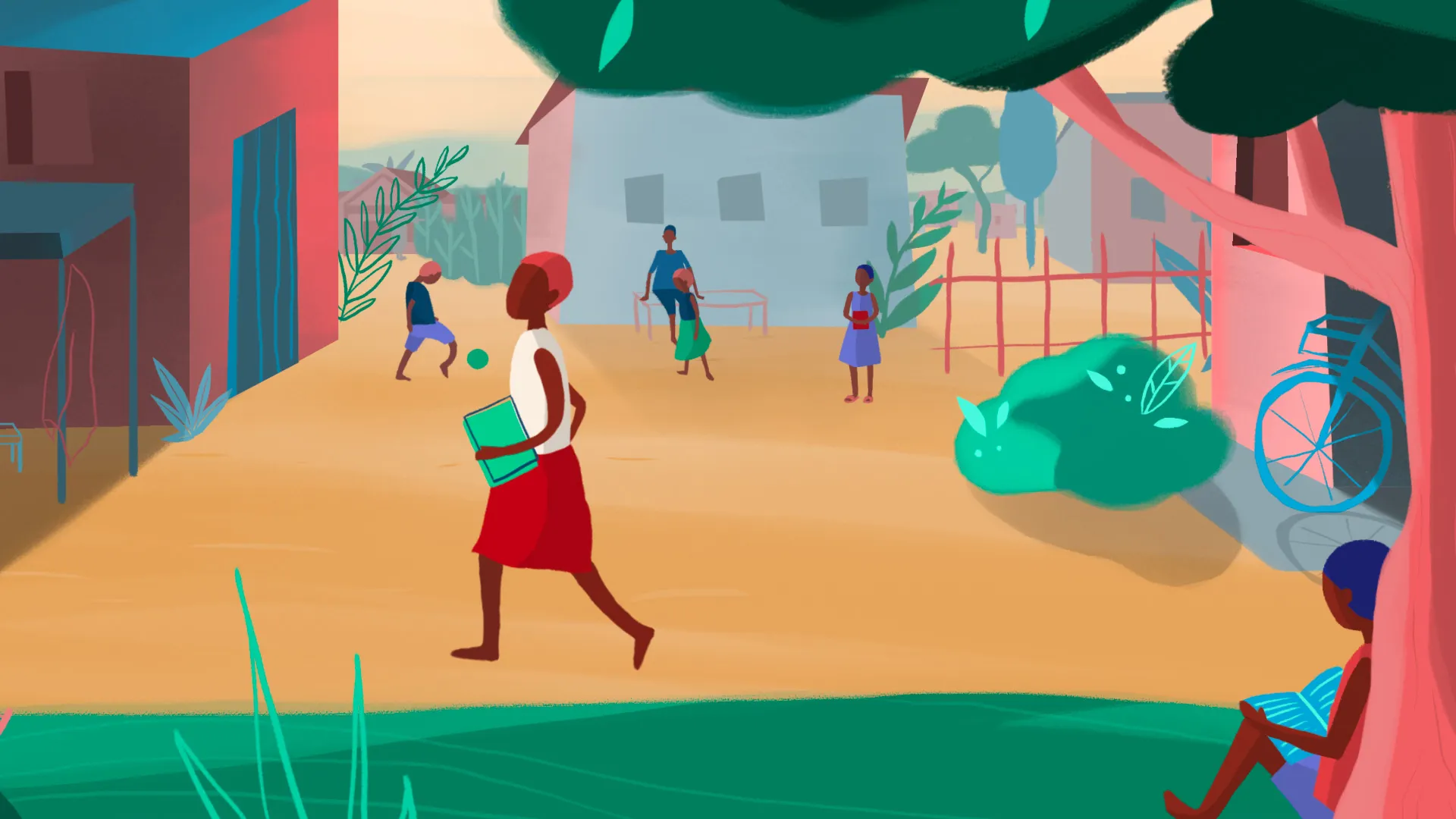 Erklärvideo Likano von Polarfux - Szene Dorf in Afrika Schulkinder
