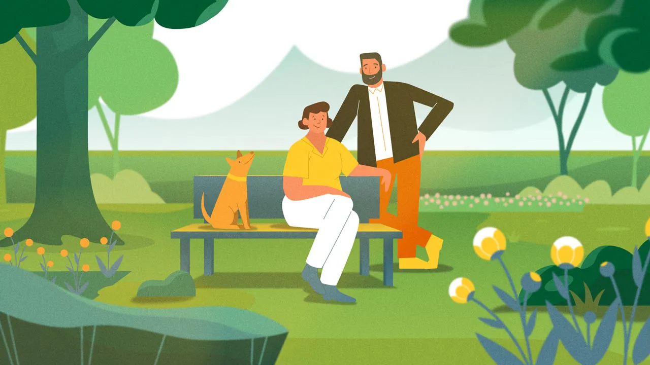 Erklärvideo für Vergissmeinnicht.at von Polarfux - Szene Paar im Park